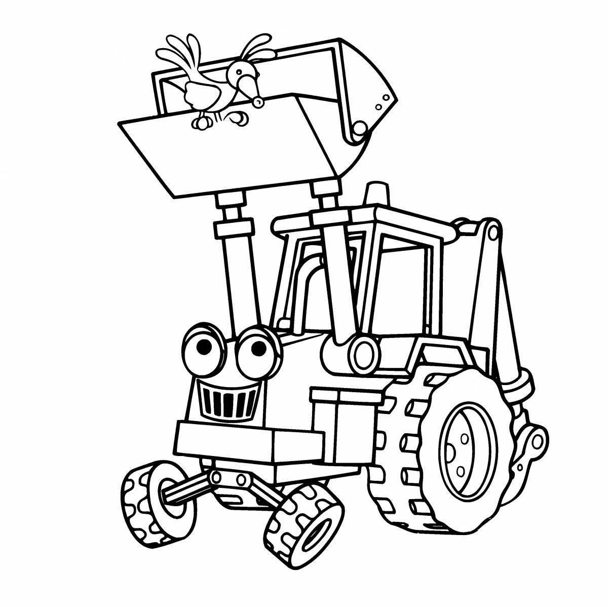 Cute excavator coloring page