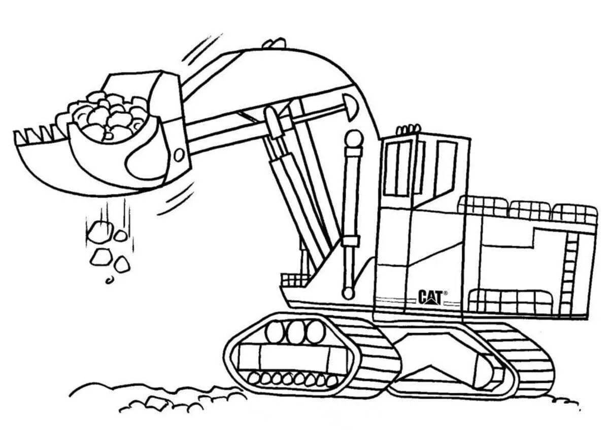 Adorable bucket excavator coloring page