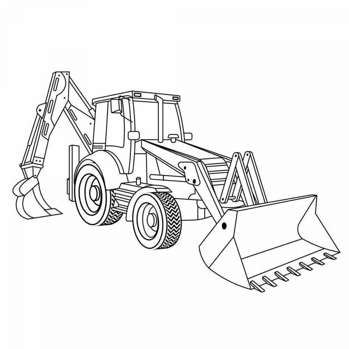 Coloring page for a fascinating bucket excavator