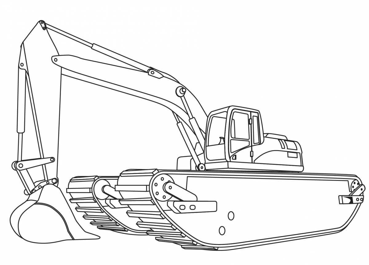 Coloring page for spectacular bucket excavator