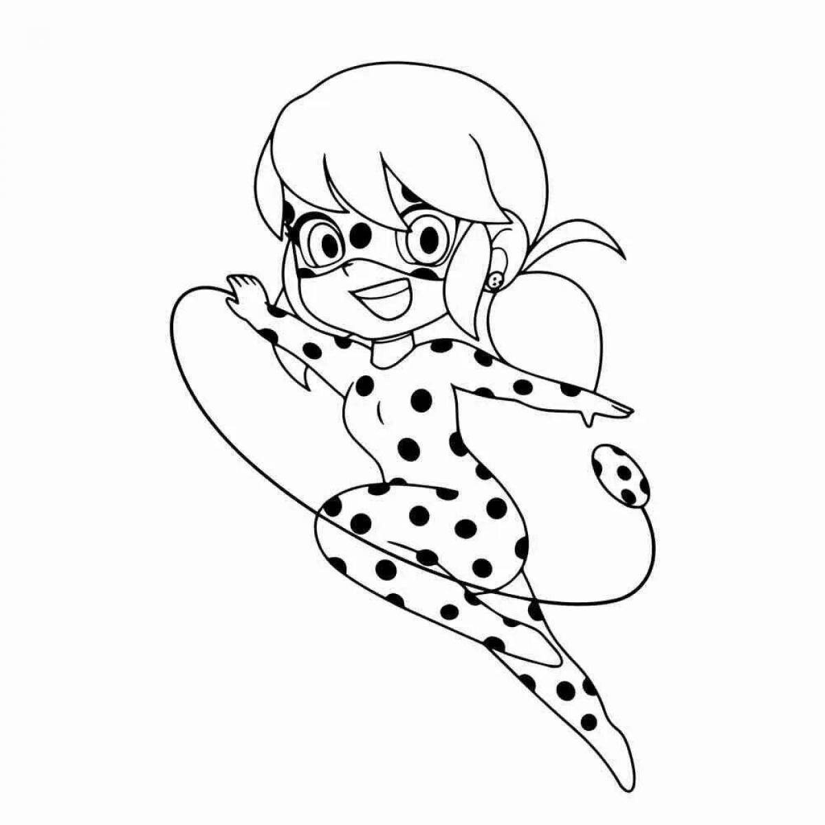 Adorable cat and ladybug coloring page