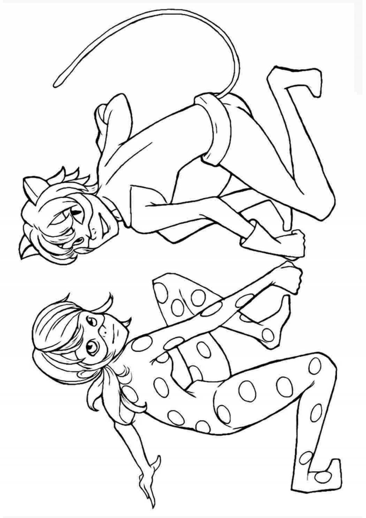 Live cat and ladybug coloring book