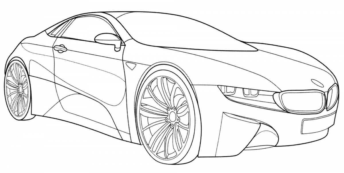 Bmw i 8 shiny car coloring page