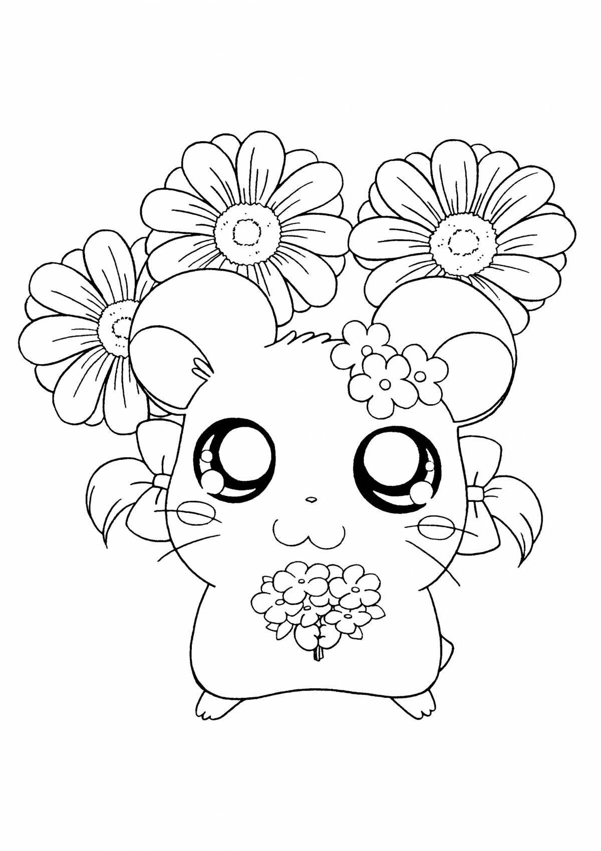 Adorable animal coloring book for girls