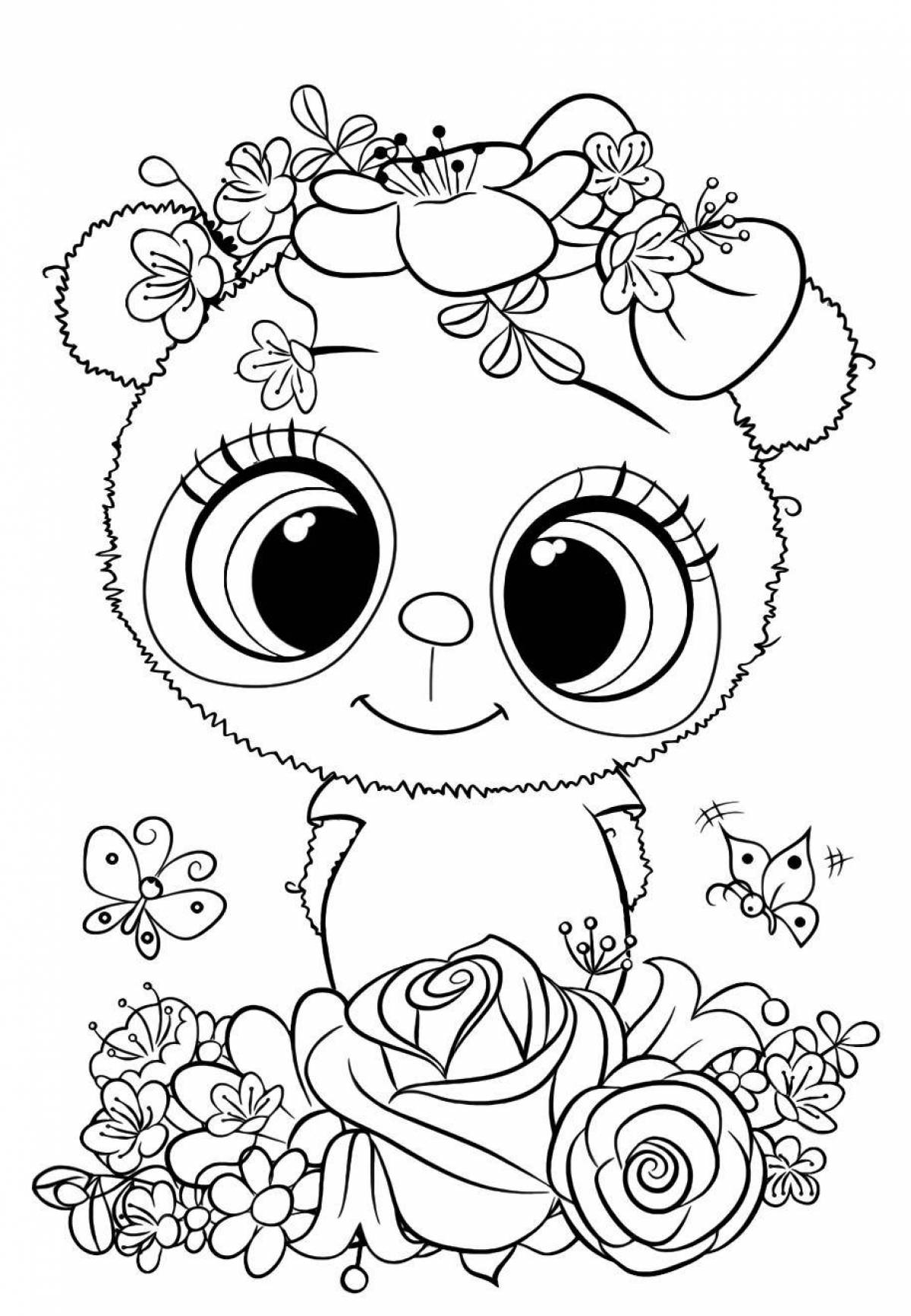 Outstanding cute animal coloring book for girls
