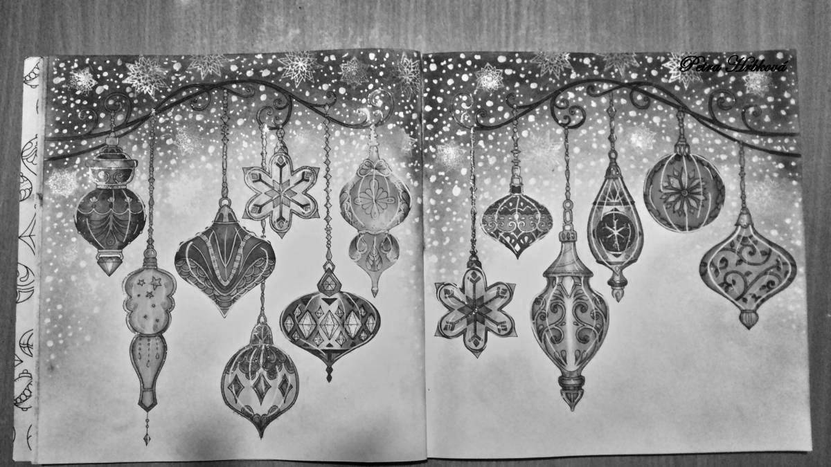 Joanna Basford's shiny Christmas miracles coloring page