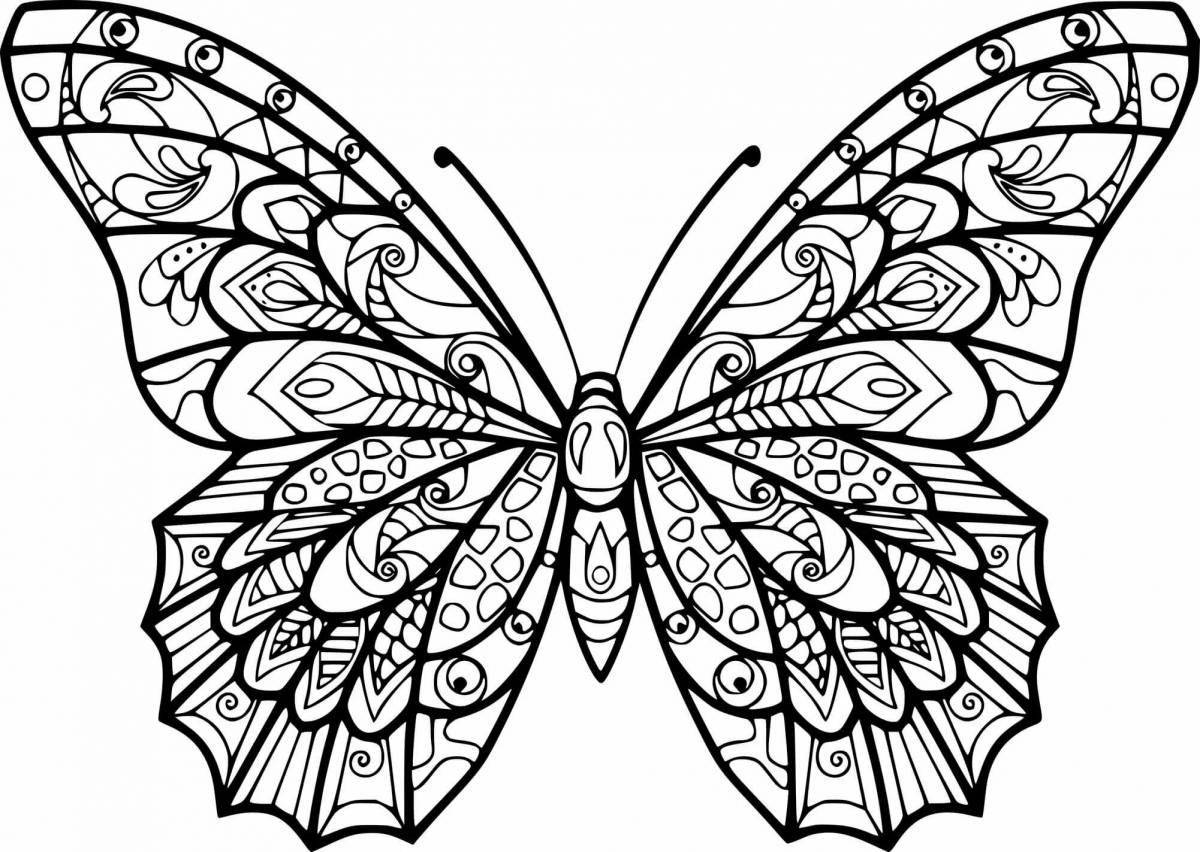 Величественная большая бабочка-раскраска