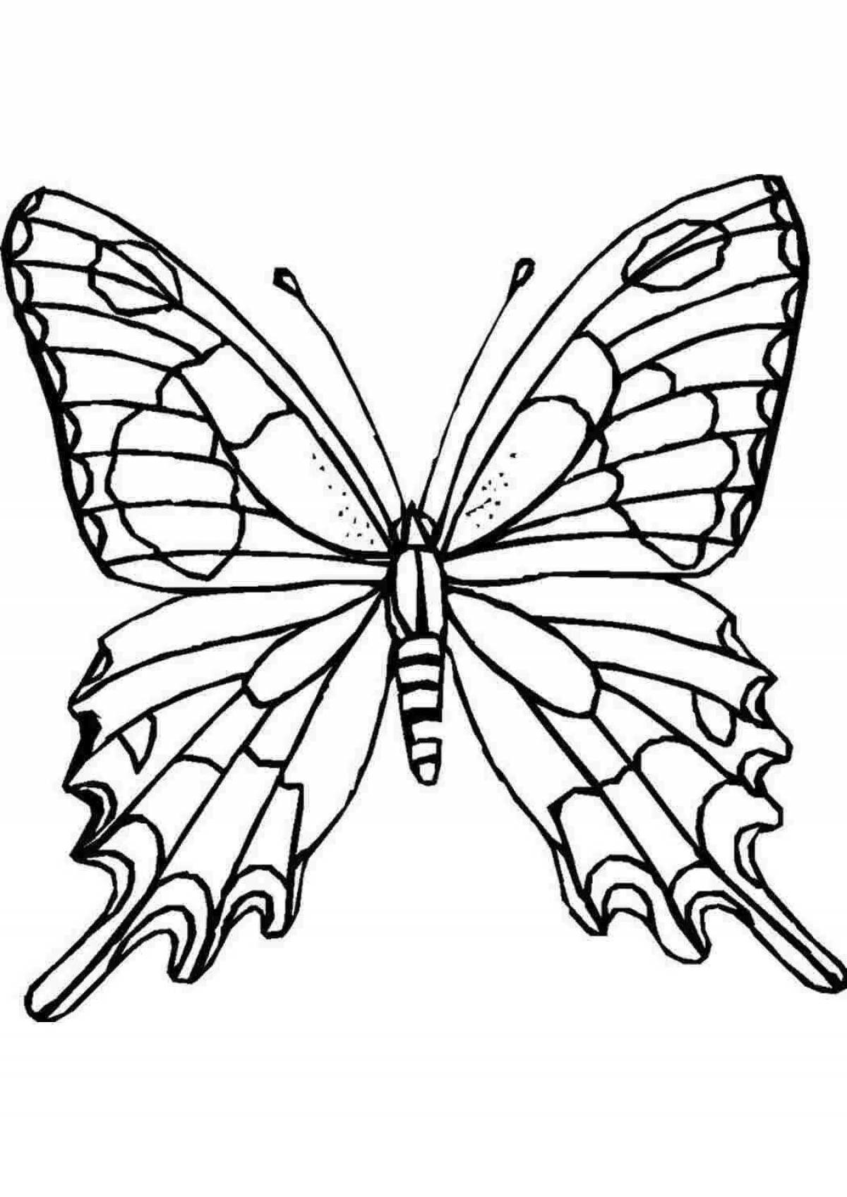 Изысканная большая бабочка-раскраска