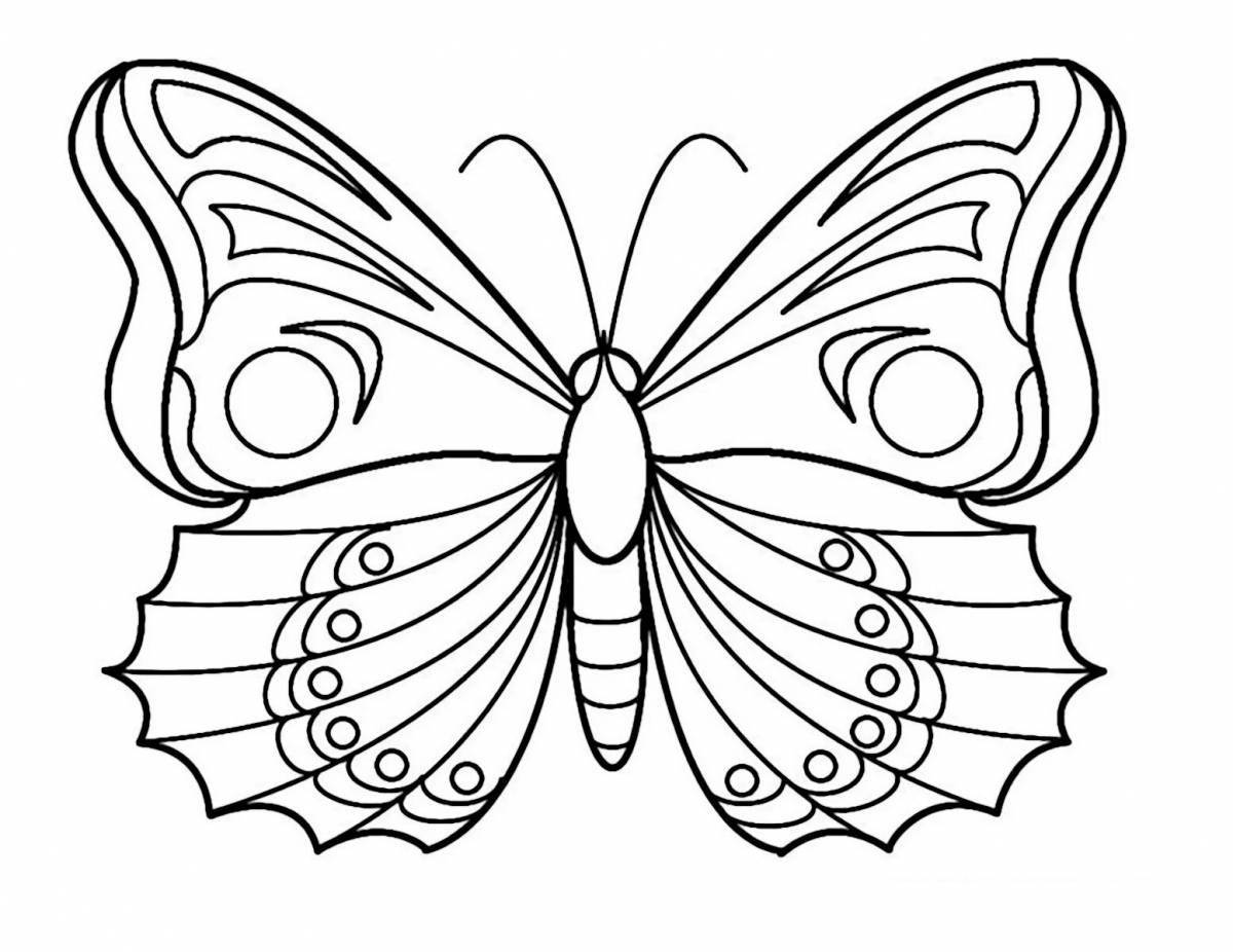 Большая бабочка в раскраске