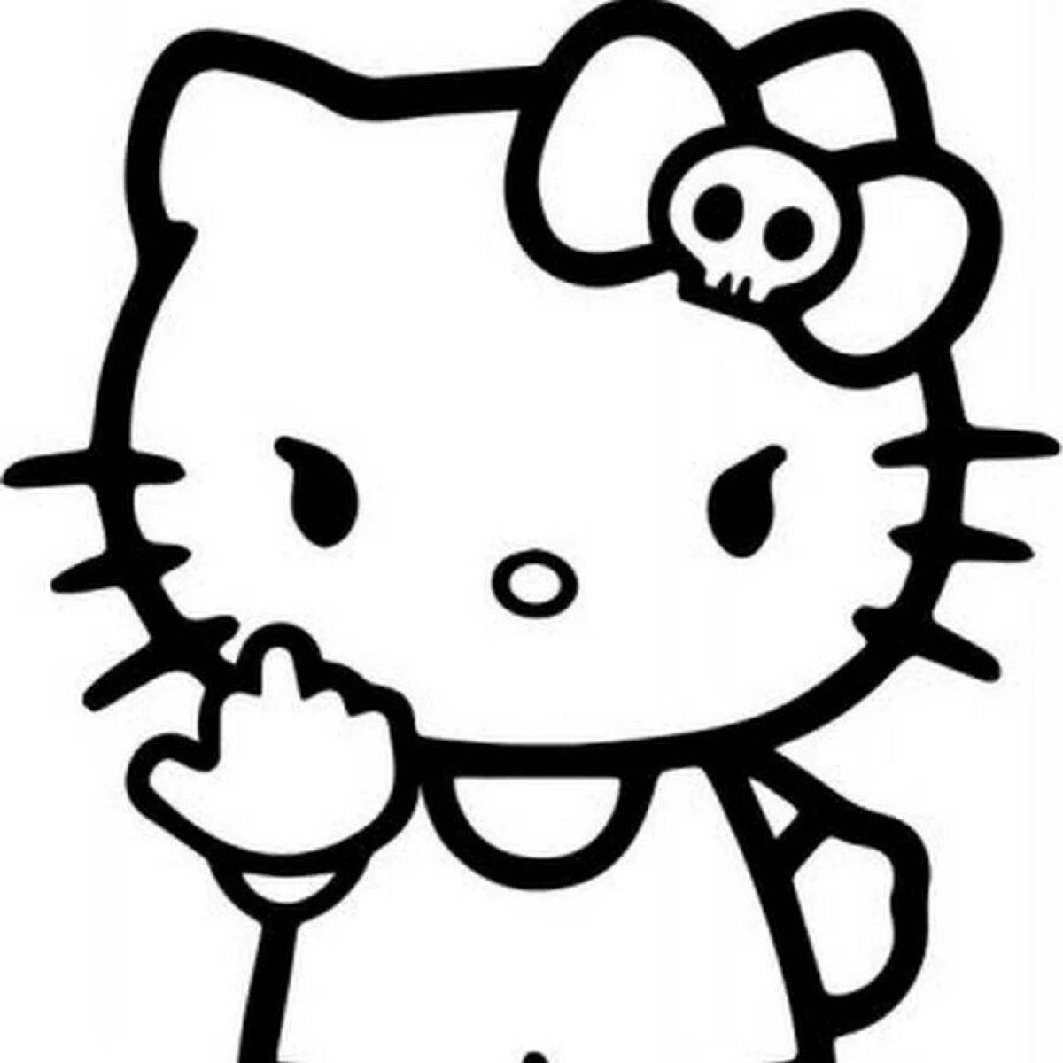 Colorful coloring hello kitty black and white kuromi
