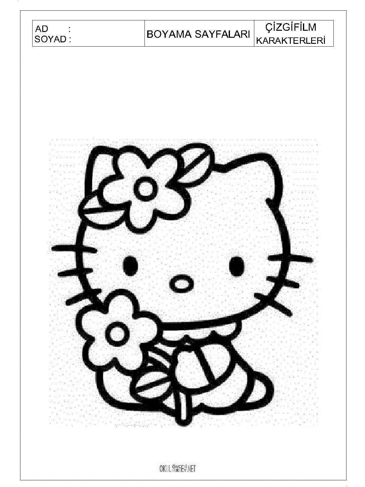 Hello kitty fun coloring black and white kuromi