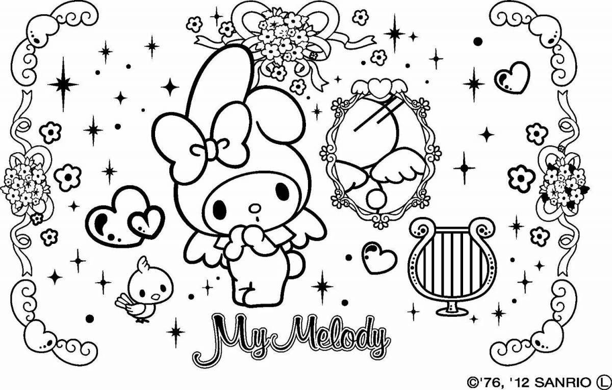 Joyful coloring hello kitty black and white kuromi