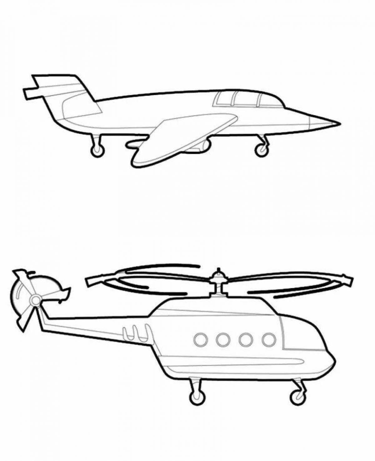 Gorgeous planes and helicopters coloring book