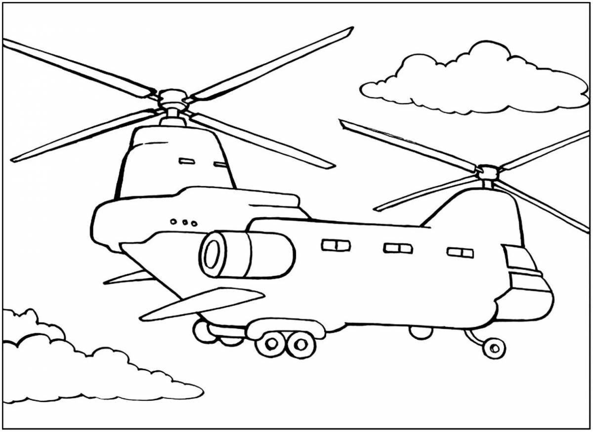 Coloring book funny planes and helicopters