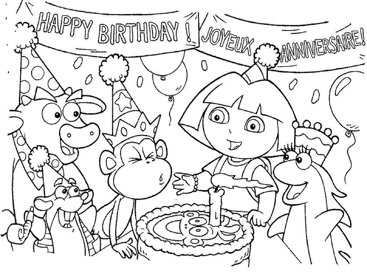 Coloring happy birthday card