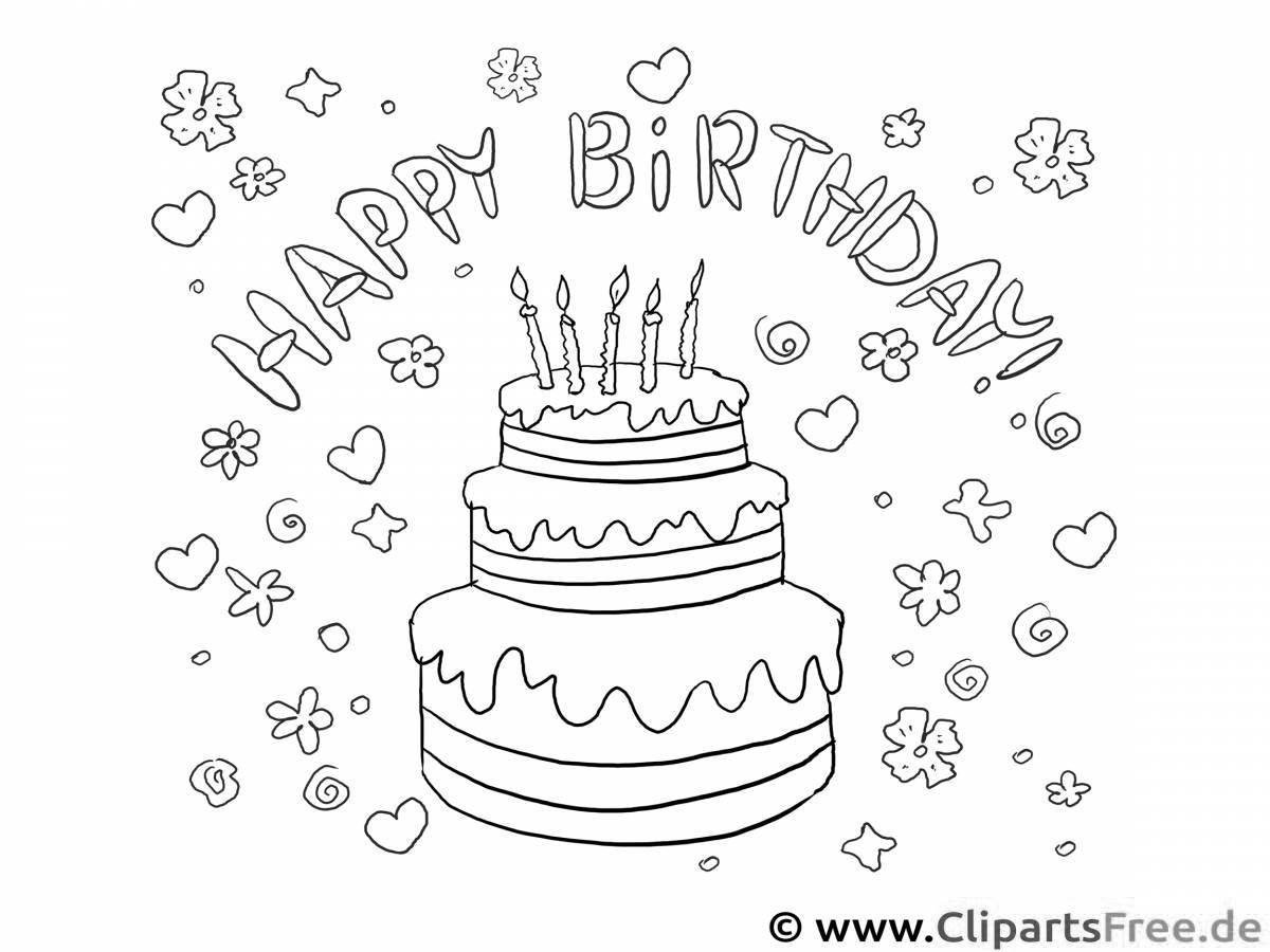 Coloring page great happy birthday card