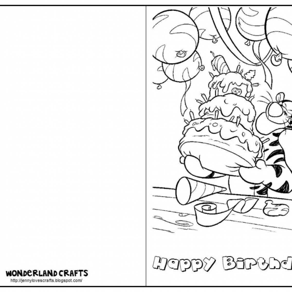 Раскраска grand happy birthday card