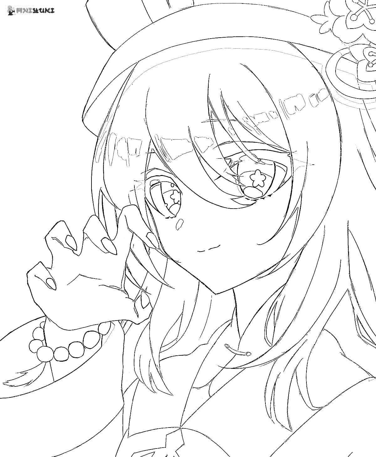 Hu tao full body glitter coloring book