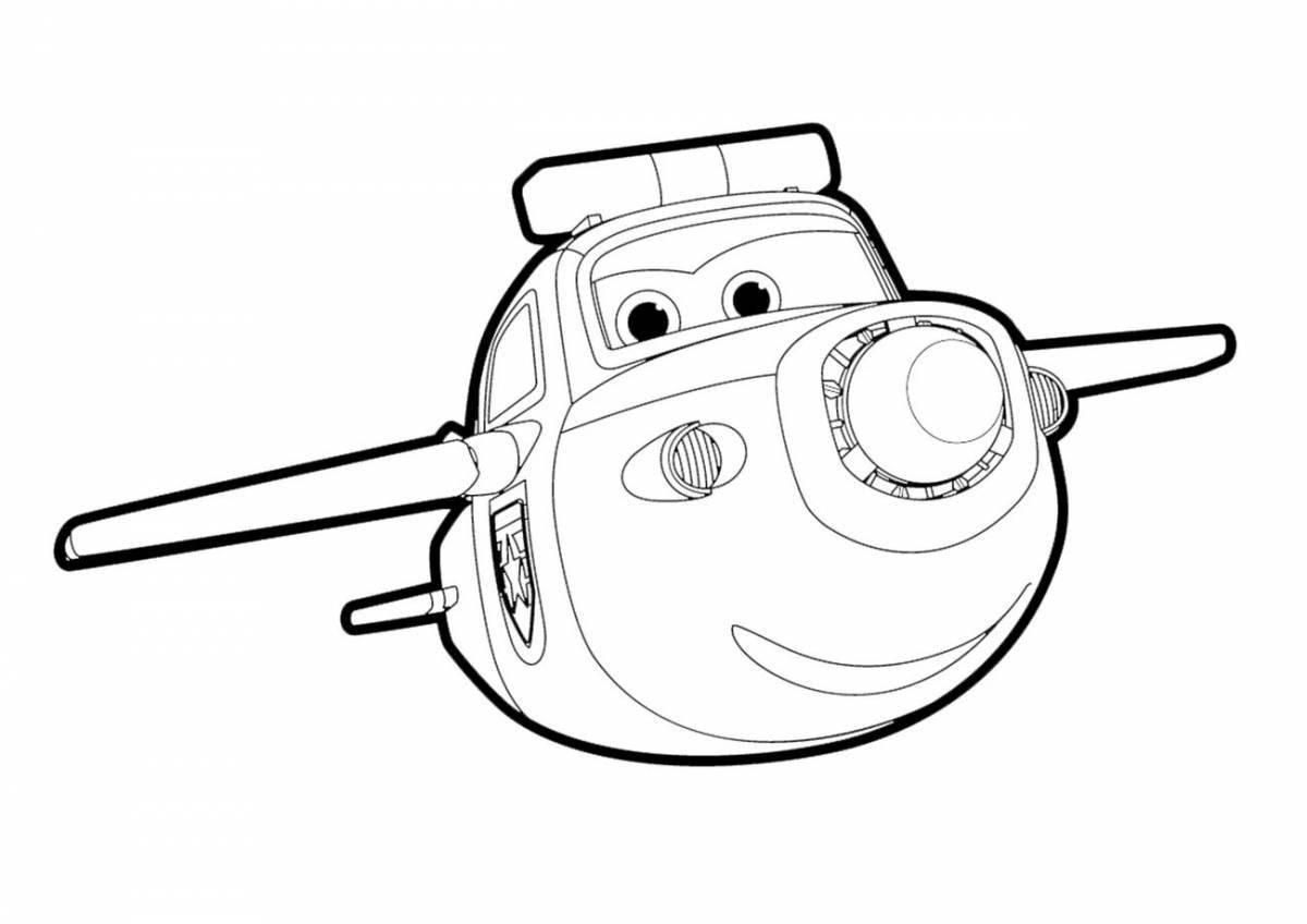 Coloring book bright plane superwings and his friends