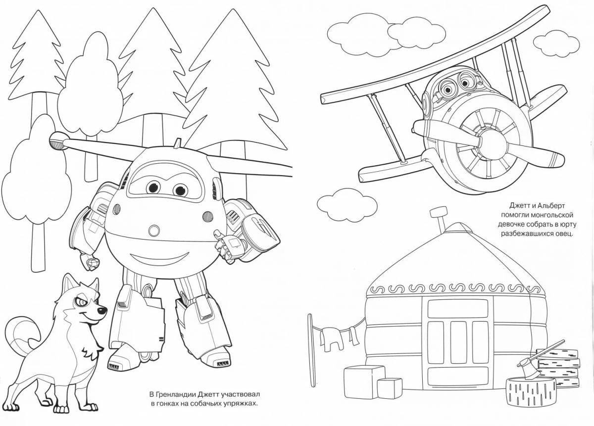 Coloring page incredible superwings jet and his friends