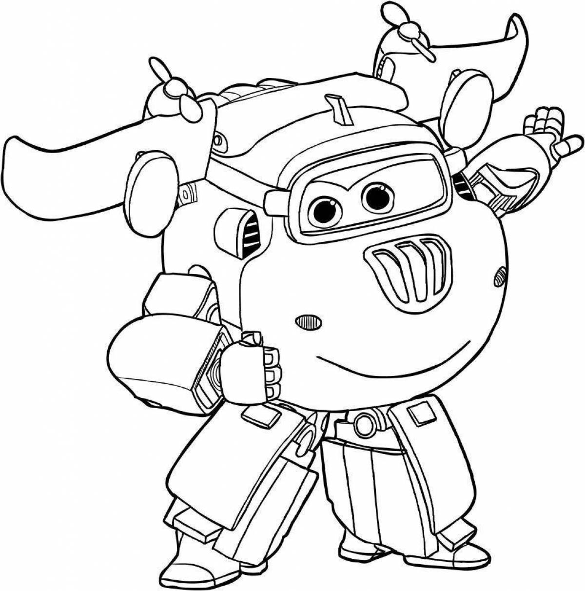 Coloring page for superwings and his friends