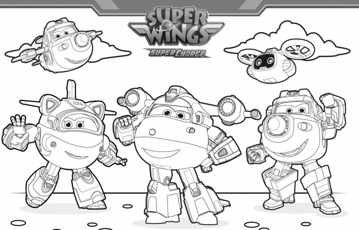 Coloring page joyous superwings jet and his friends