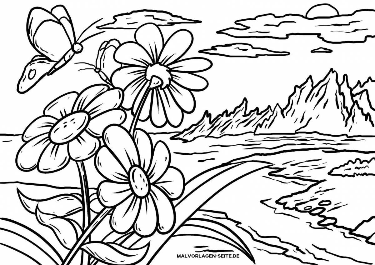 Fun coloring scenery for 6-7 year olds