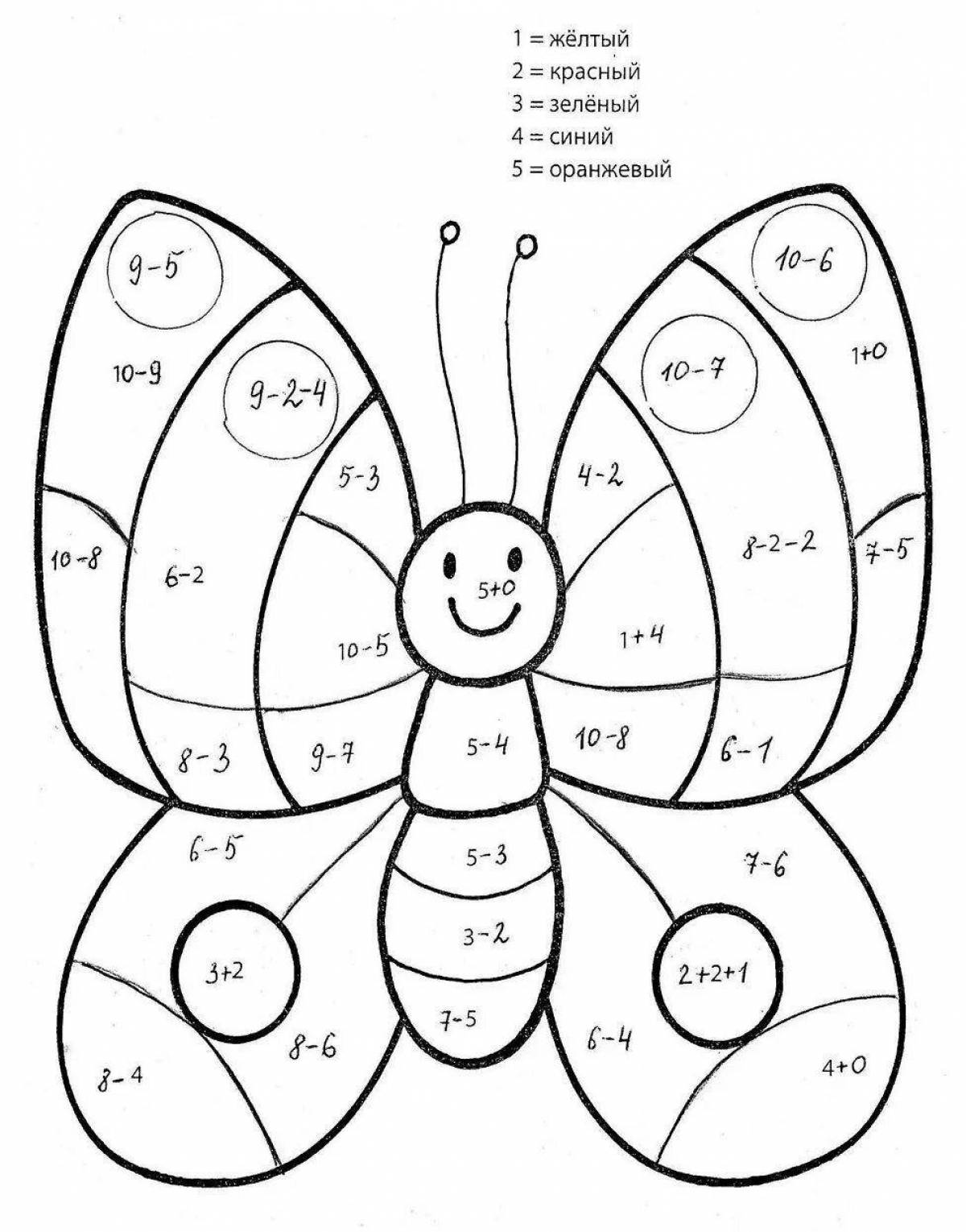 Inspirational coloring book for first graders with tasks
