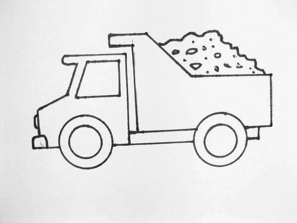 Радостный грузовик без колес рисунок