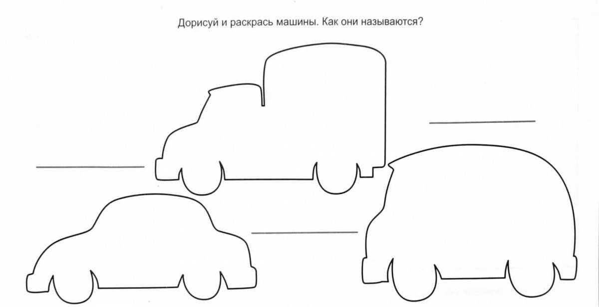 A fascinating drawing of a truck without wheels