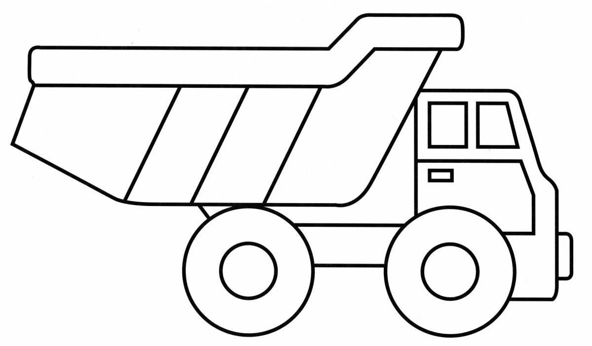 An intriguing drawing of a truck without wheels