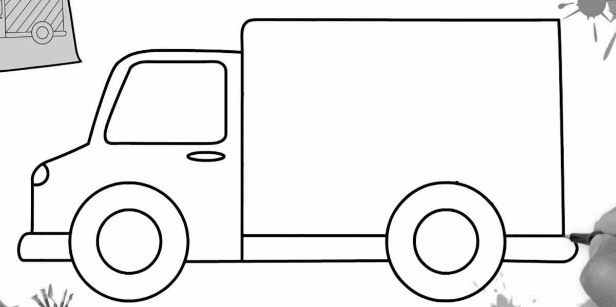 Beautiful drawing of a truck without wheels