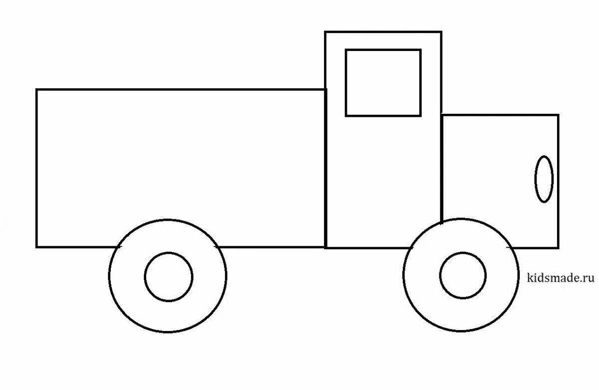 Attractive drawing of a truck without wheels