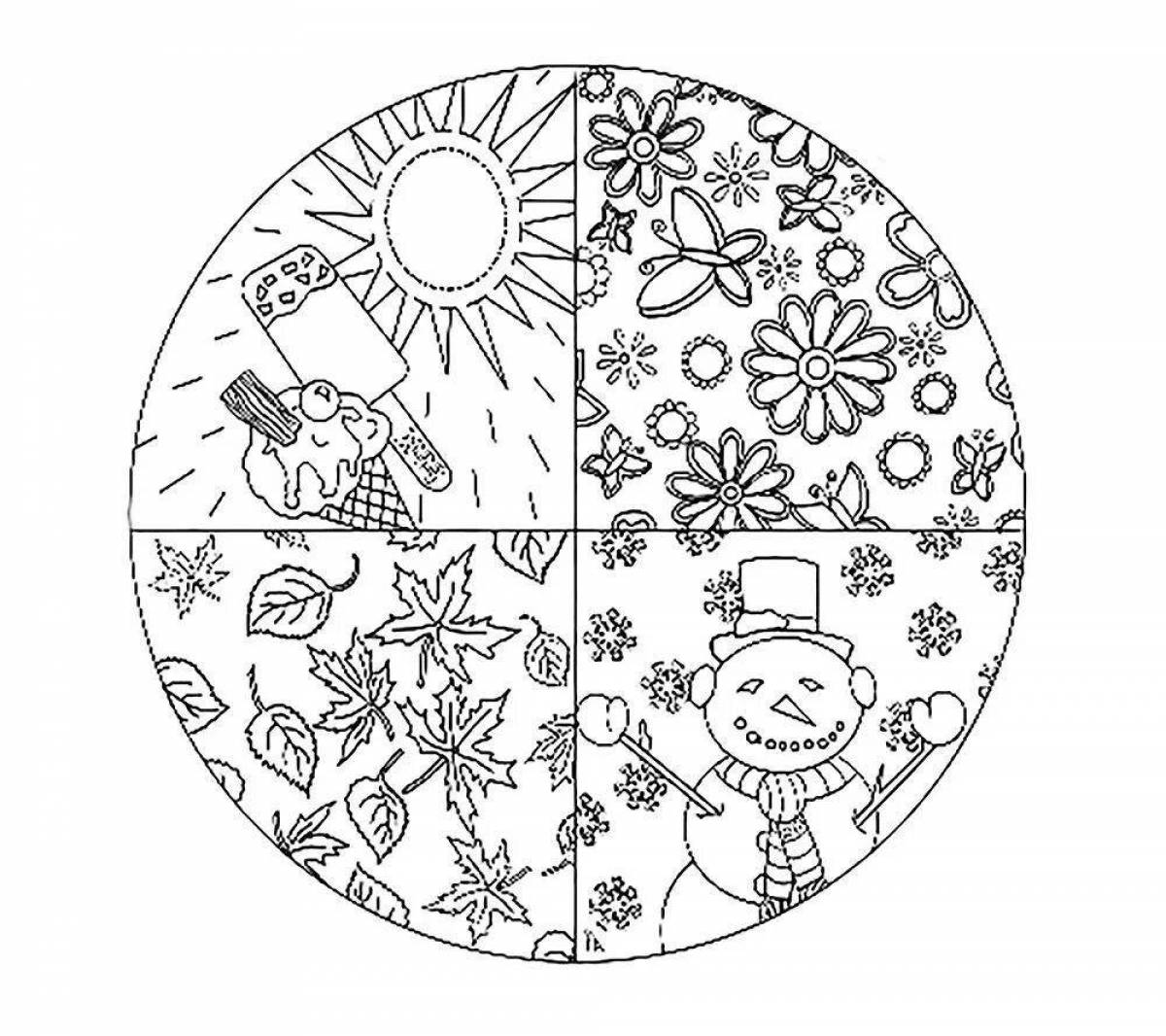 Fun coloring for children 3-4 years old seasons