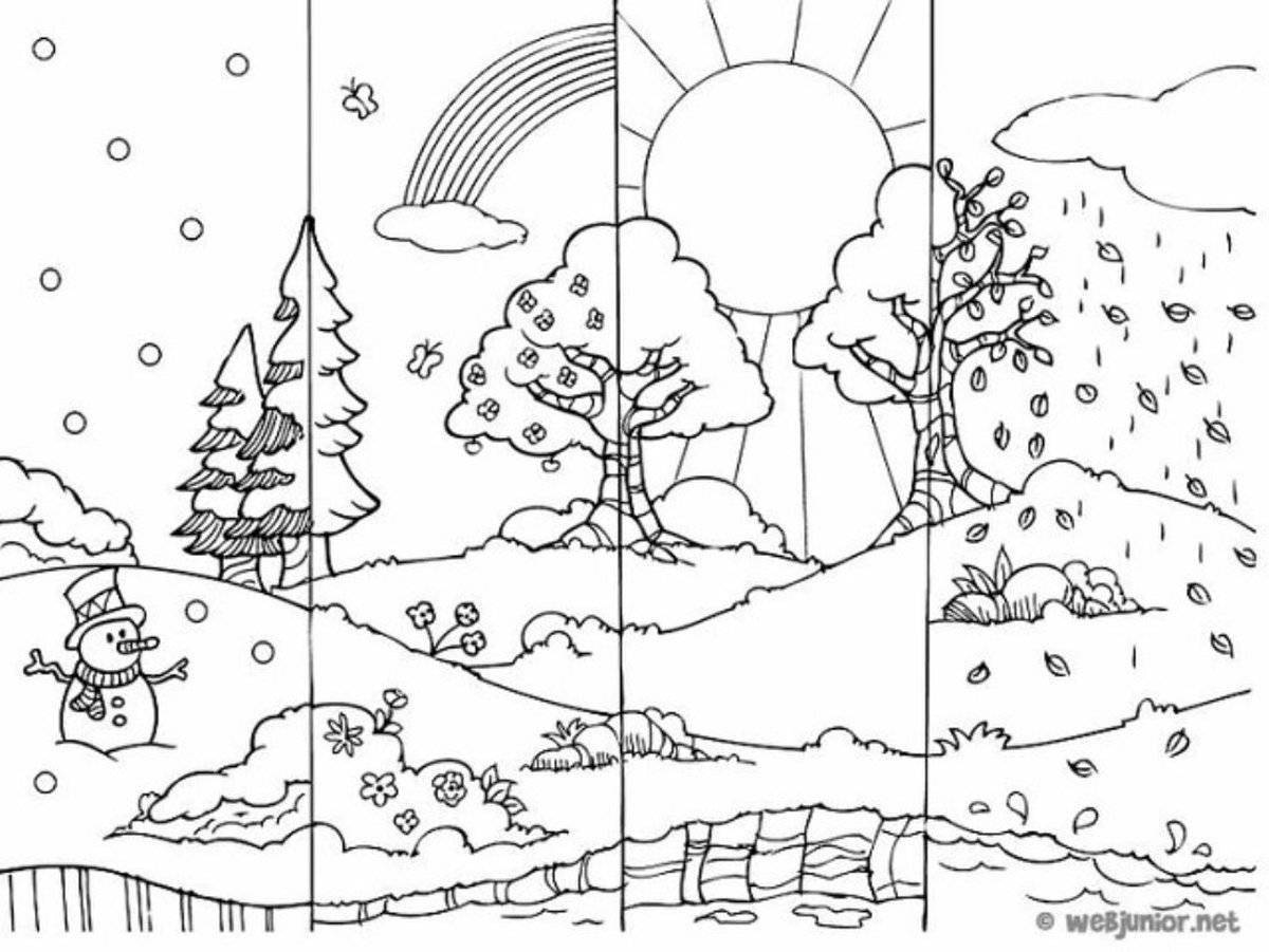 Fun coloring for children 3-4 years old seasons