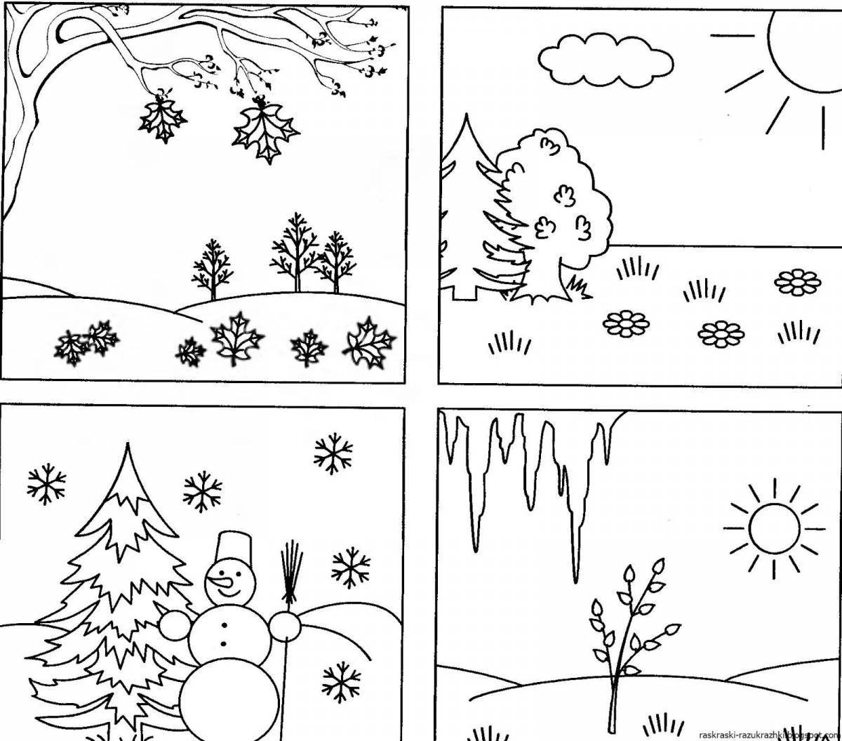 Charming coloring book for 3-4 year olds seasons