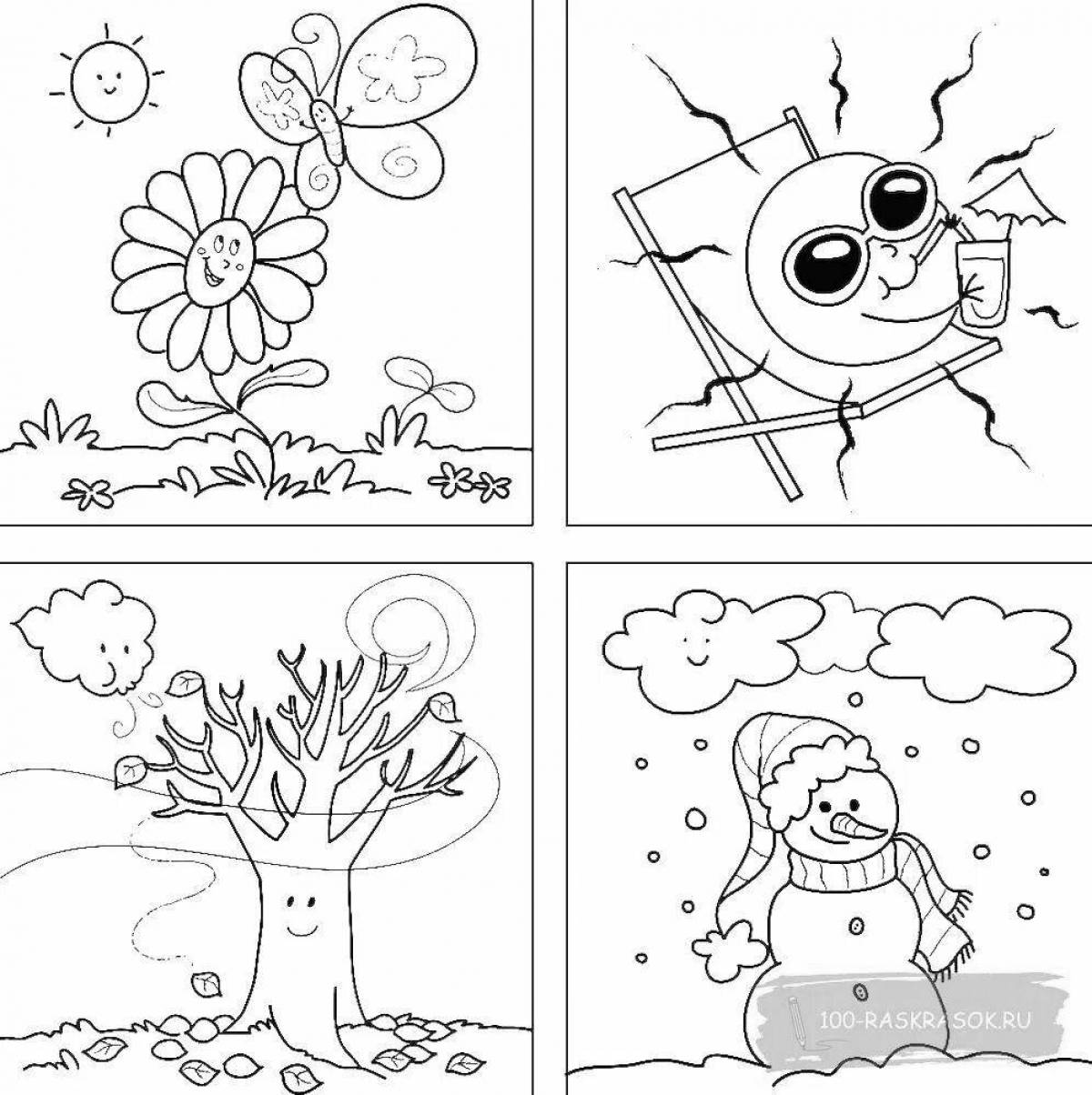 Nice coloring book for 3-4 year olds seasons