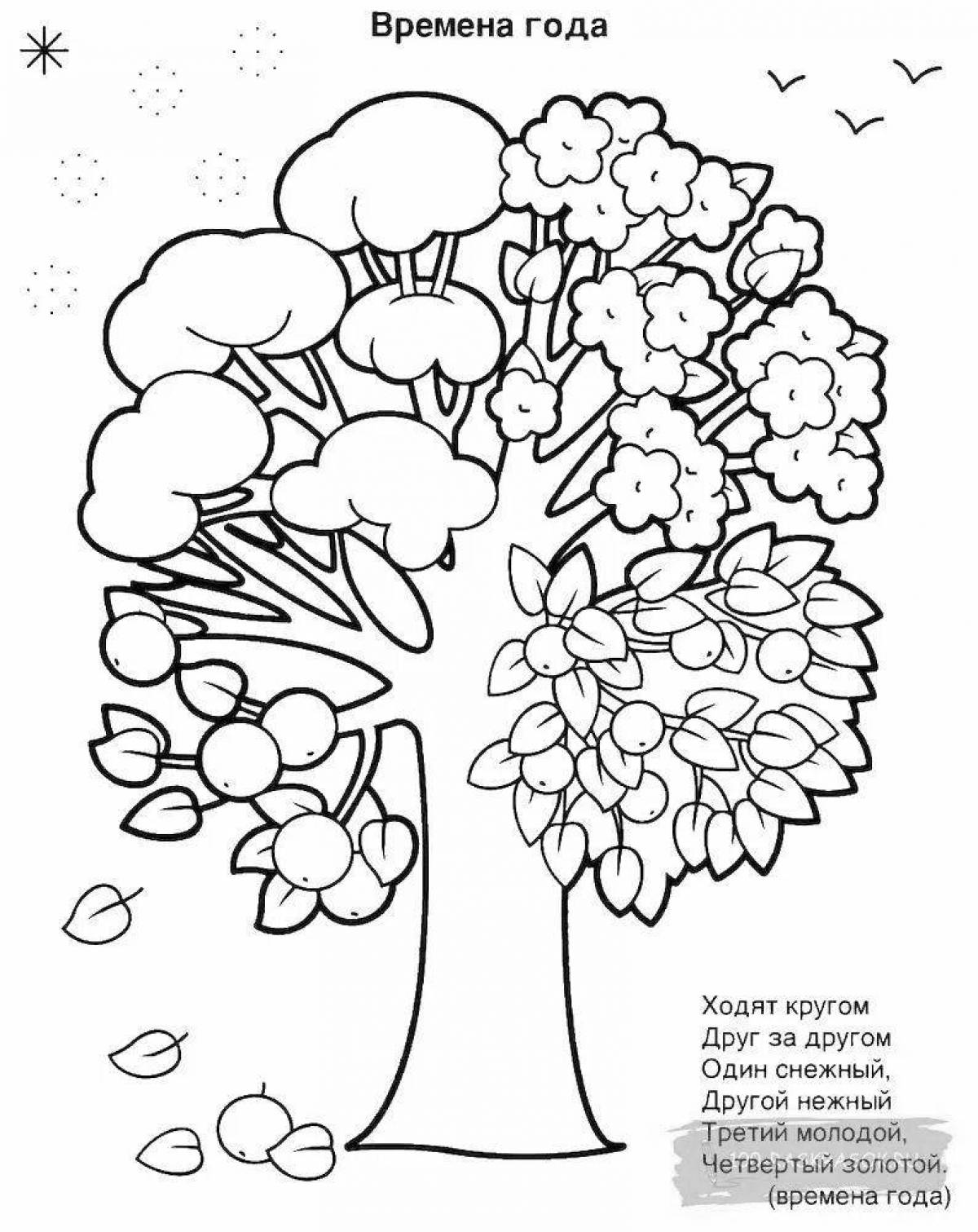 Colour-bright coloring book for children 3-4 years old seasons