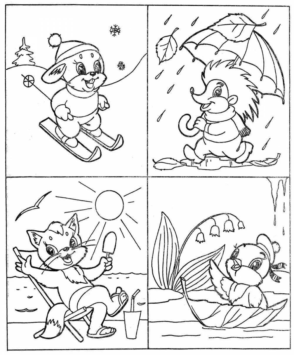 Color-glorious coloring page for children 3-4 years old seasons