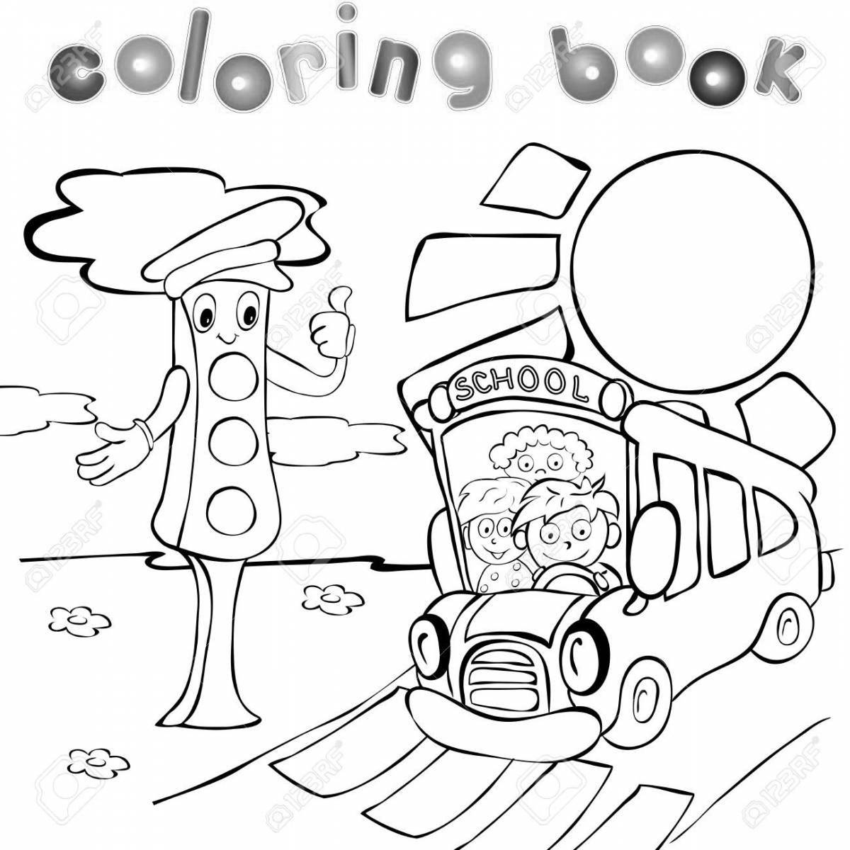 An interesting coloring book according to traffic rules in kindergarten