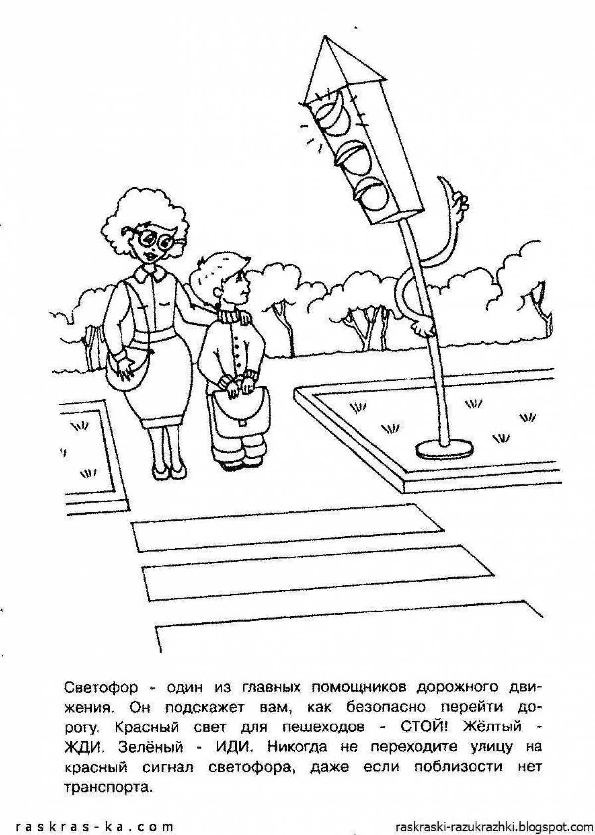 Cute coloring book for kindergarten rules of the road