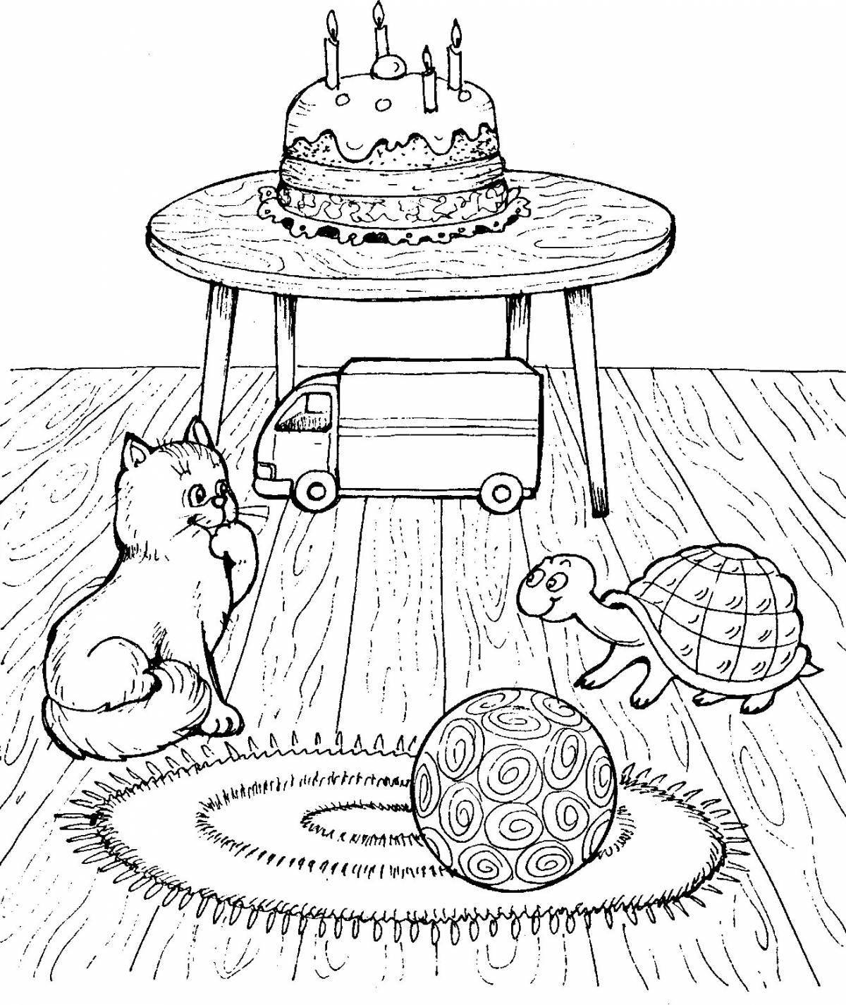 Joyful prepositions coloring pages