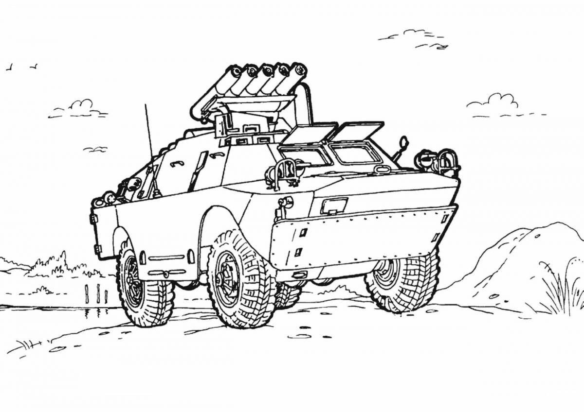 Colorful armored car coloring book