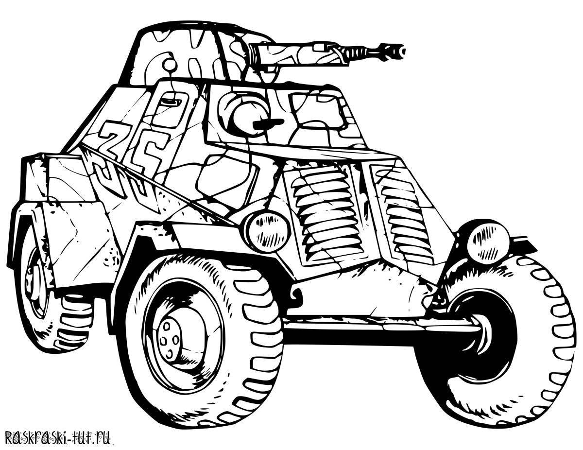 Shiny armored car coloring page