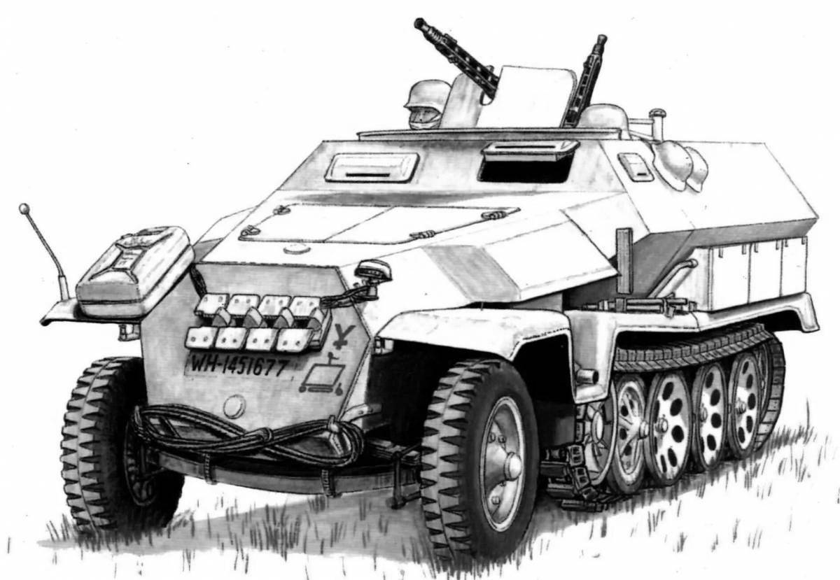 Exquisite armored car coloring page