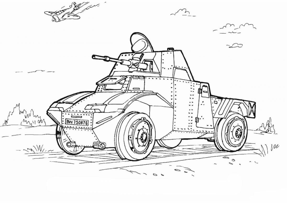 Shiny armored car coloring page