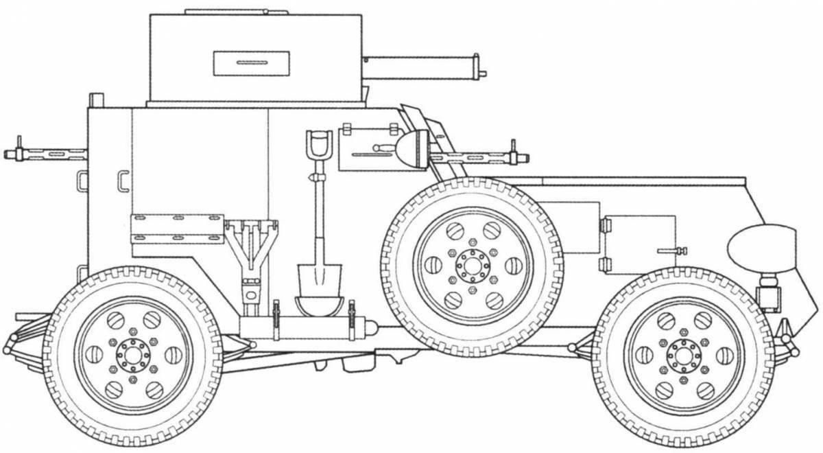 Coloring book elegant armored car