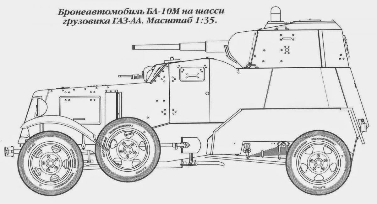Decorated armored car coloring page