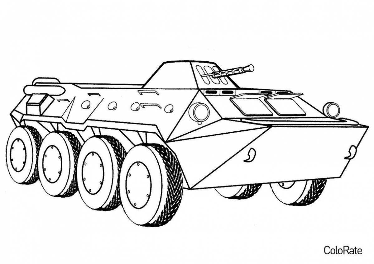 Artistic armored car coloring page