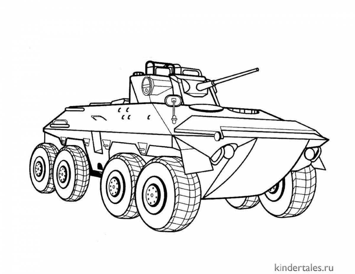 Coloring page of an attractive armored car